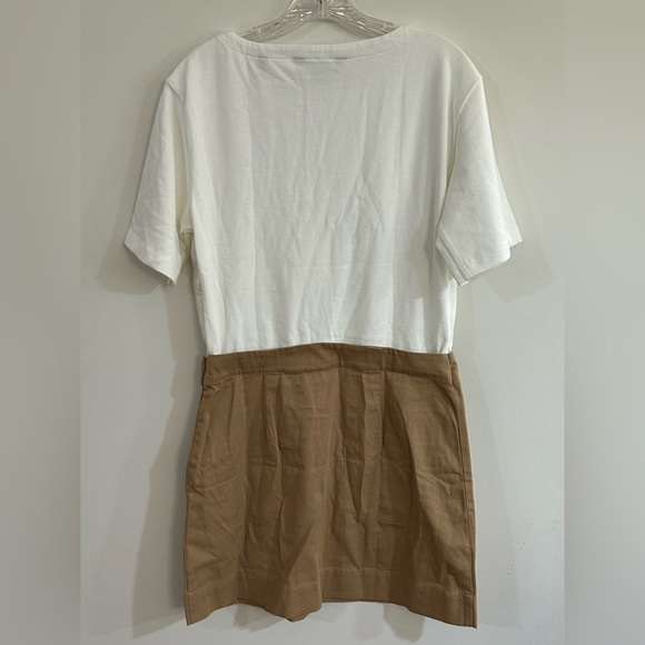 NWT Veronica Beard Women’s Medium Elowyn Mixed Media Dress Khaki White $398 MSRP - Picture 9 of 11